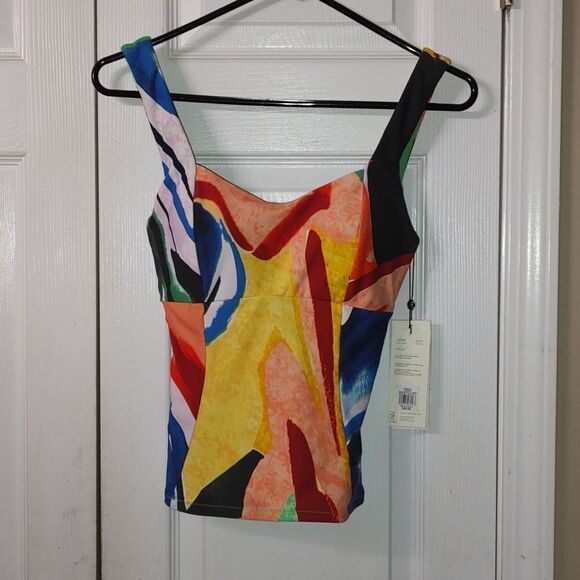 Calia power sculpt Tankini Top painterly Floral Multi Top (top only)  Sz XS  NWT - Picture 1 of 12